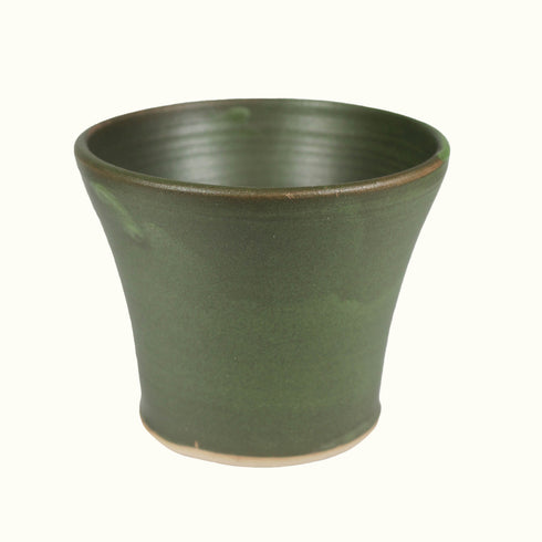 Mini Moss Green Fluted Handmade Ceramic Plant Pot